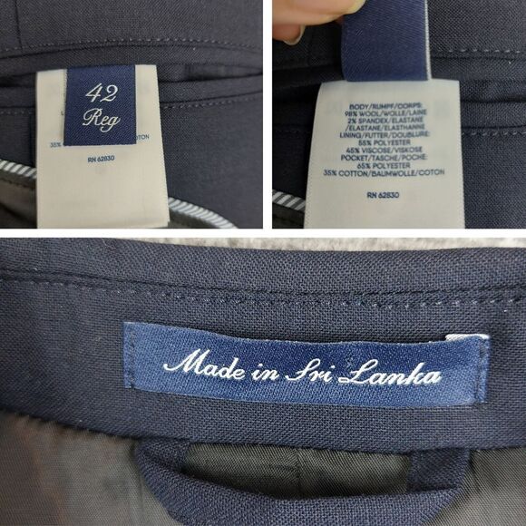 Lands End Men's 42R (39x31) 2 Piece Wool Blend Suit Navy Blue Traditional Fit - Picture 3 of 15